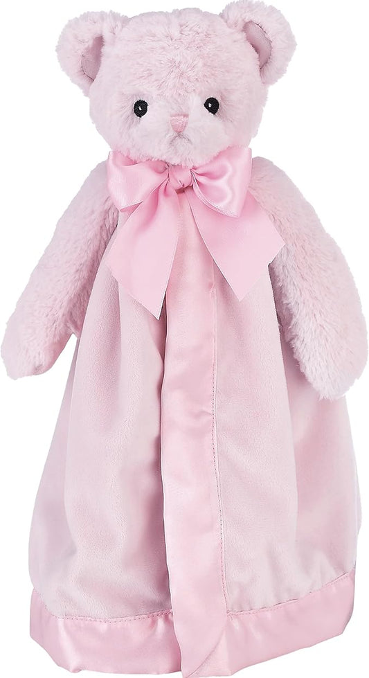 Bearington Baby Huggie Bear Snuggler, 15 Inch Pink Teddy Plush Stuffed Animal Security Blanket Lovey for Babies - Teddy Bear Blanket