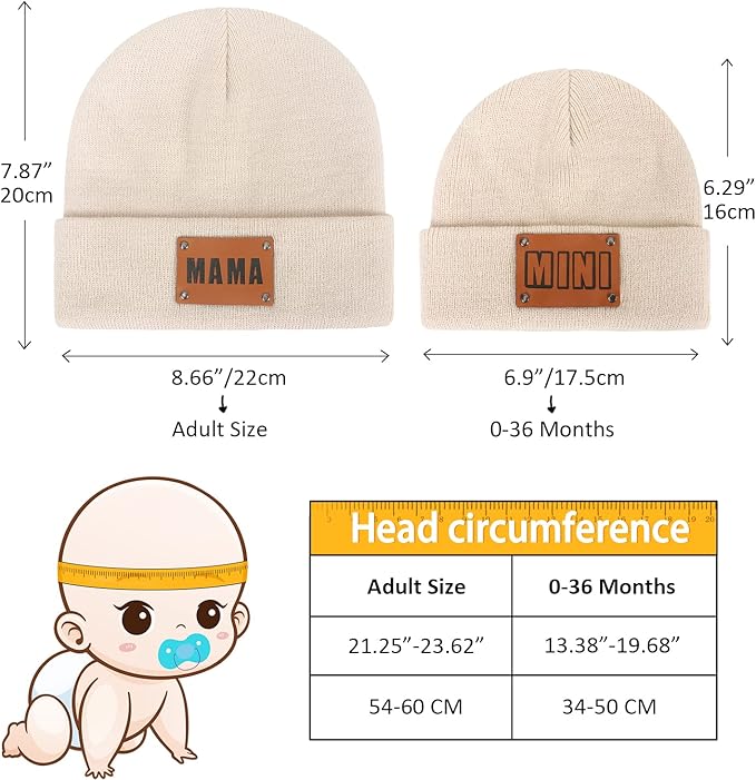 Parent-Child Beanie Hat,Mother & Baby Daughter/Son Winter Warm Knit Hat,Kids Soft Beanie Cap