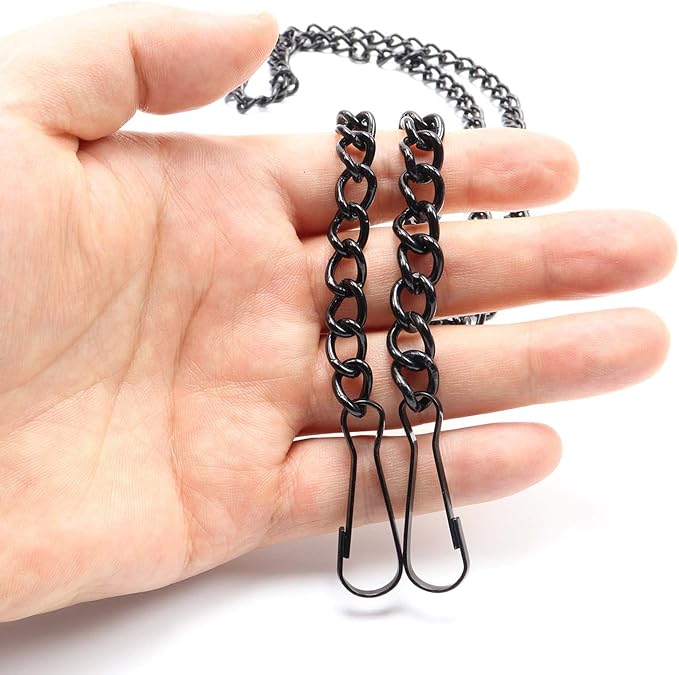 Bieye Metal Chain with Safety Hooks for Tiffany Style Stained Glass Window Panel Hangings, 39 inches Long Black Electrophoretic Coating, Chain004