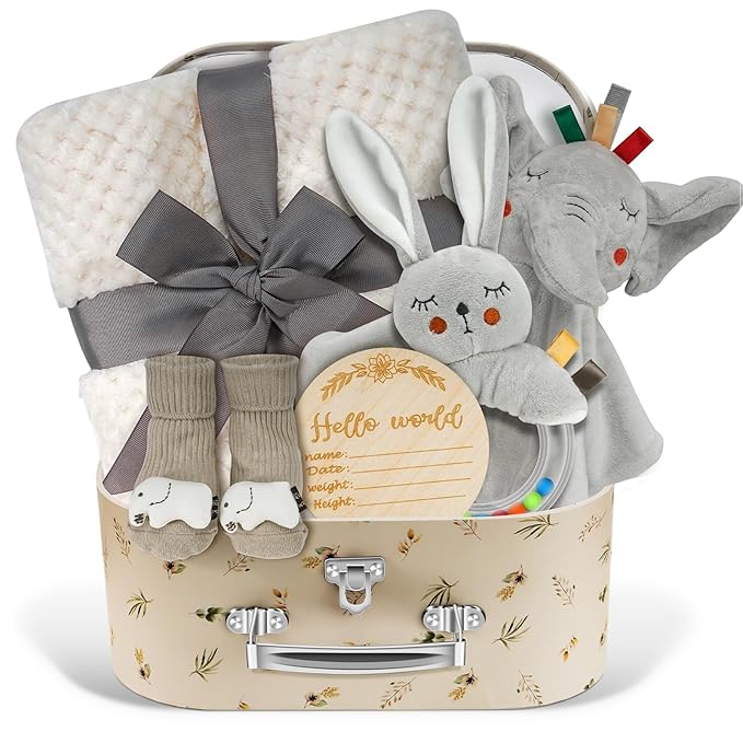 Baby Gift Set for Newborn, Baby Boy Gift Basket Set, New Baby Essentials Baby Gift Baskets Set, Unique New Baby Boy Gift Basket Set, Multiple Pieces Baby Gift Basket Set for Baby Boys Girls