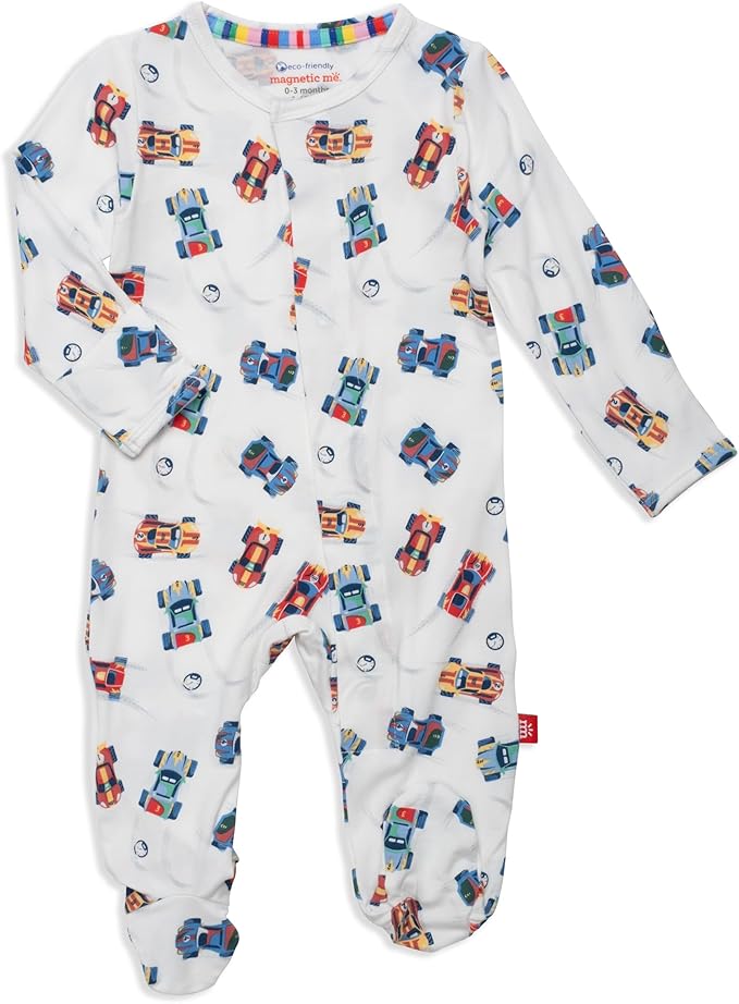 Magnetic Me Boys Modal Magnetic Baby Footie Pajamas | Silky Soft Modal Fabric | Baby Sleepers Available in Sizes PRE - 24M