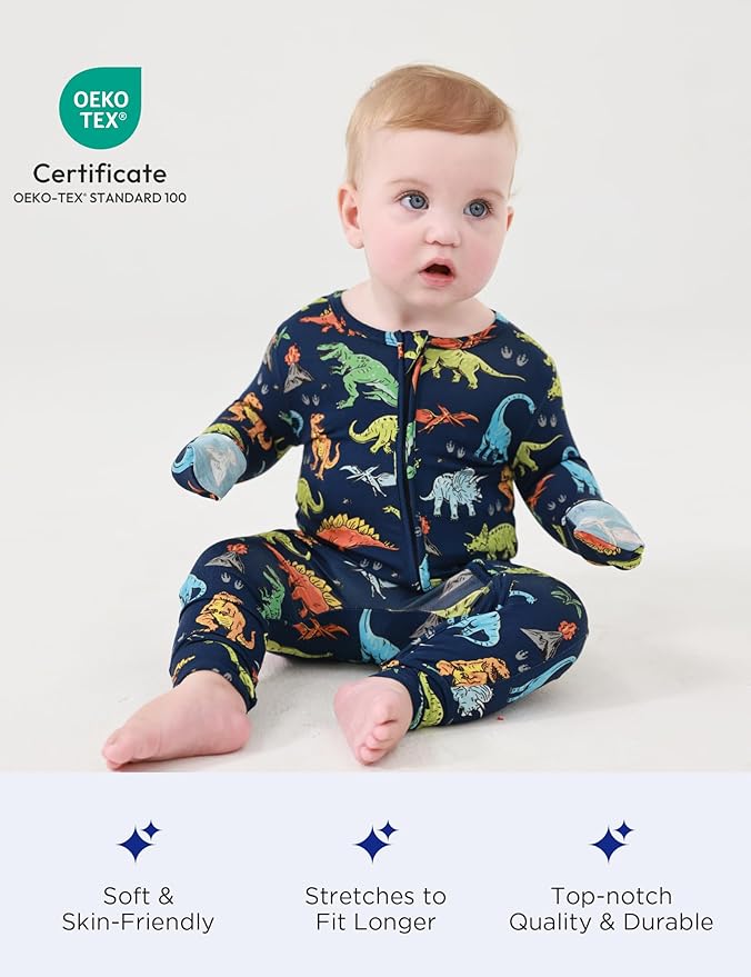 Footless Pajamas Baby Boy Girls, Viscose from Bamboo Baby Pajamas, Two Way Zipper Sleepers, Newborn Pjs
