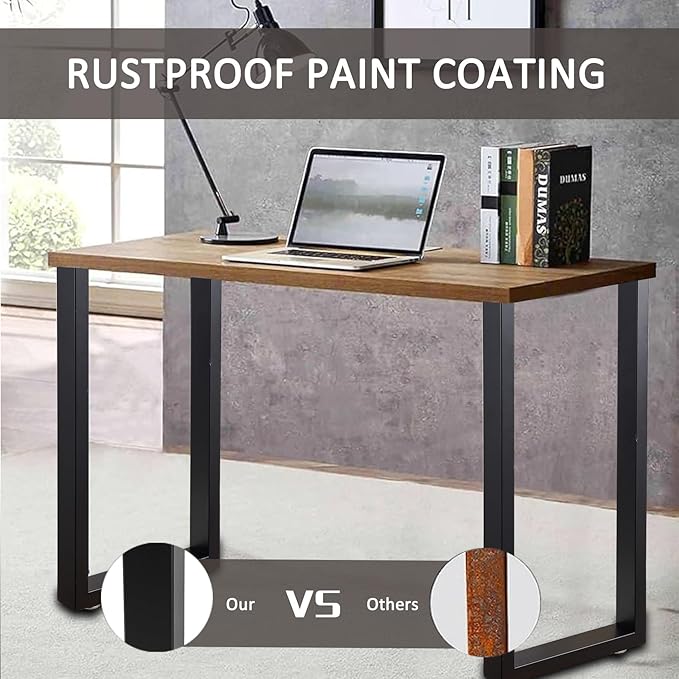 40 Inch Metal Bar Table Legs, Heavy Duty Dining Table Leg with Adjustment Feet Furniture Legs, Black, Set of 2