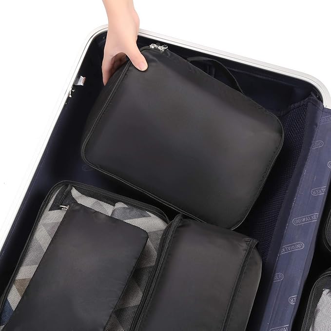 BAGAIL 8 Set Packing Cubes Luggage Packing Organizers for Travel Accessories (Jet Black)