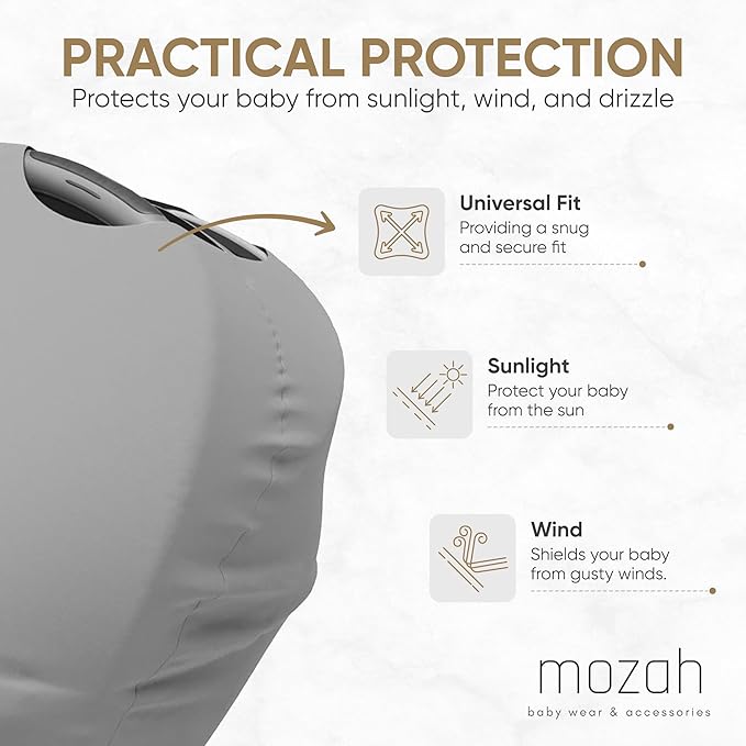 MOZAH Baby Multi-Use Cover: 9-in-1 Baby Carseat Cover, Nursing Cover, Stroller Cover & More. Breast Feeding Essentials and Baby Registry Favorite (Belgian Grey)