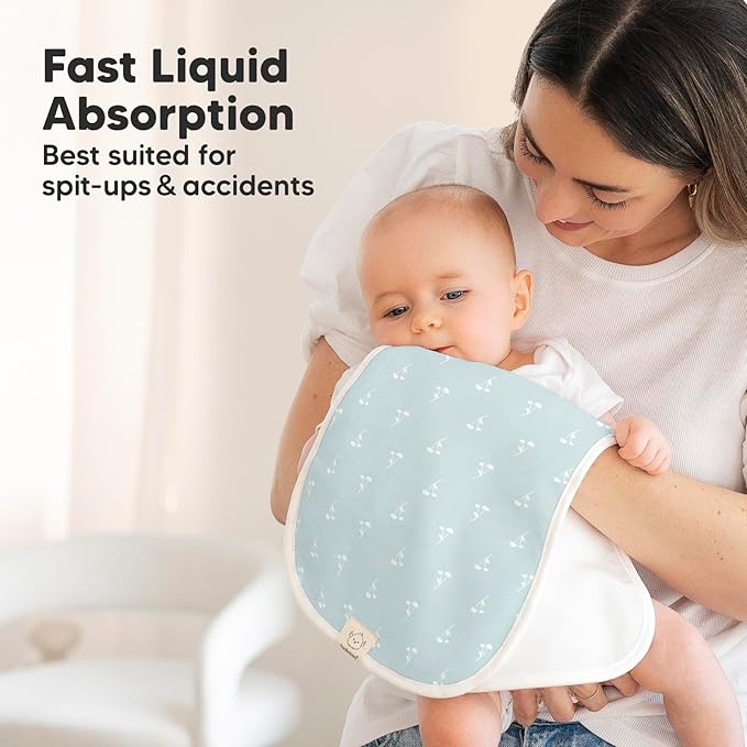 Organic Burp Cloths Baby Boy & Girl - 5-Pack Super Absorbent Cotton Burping Cloths for Babies, Soft & Plush Newborn Spit Up Rags, Infant Towels for Milk Spit Up, Unisex, Large 21" x 10" (Blooms)