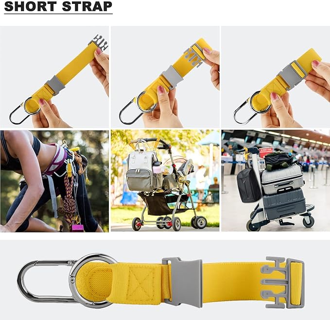 Elastic Jacket Gripper with D-Ring Hook and Buckle, ZINZ D-Ring Hook Baggage Suitcase Straps Belts Travel Accessories, Makes Your Hands Free
