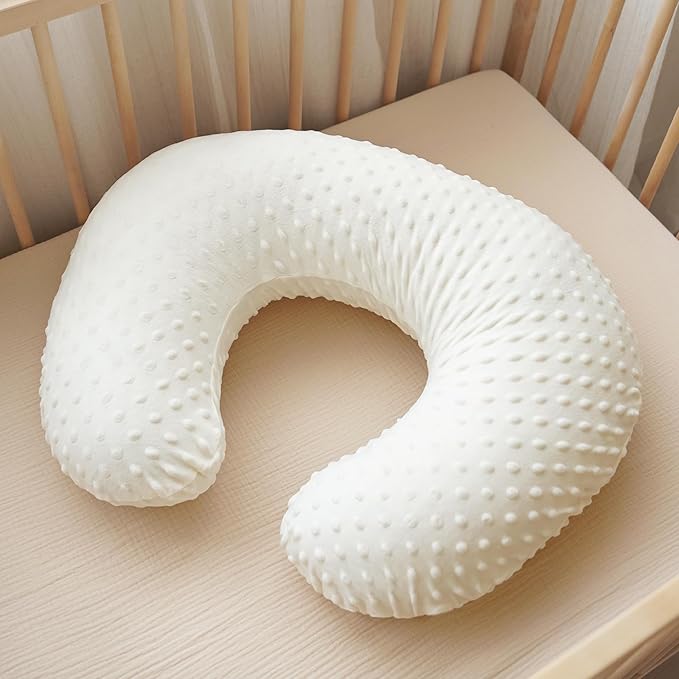 Konssy 2 Pack Nursing Pillow Covers, Soft and Comfortable Nursing Cover for Breastfeeding Pillows, Pillow Slipcover for Baby Girls Boys Newborn(Brown, Beige)