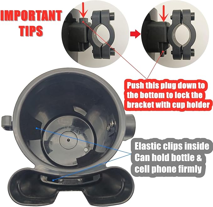 Bike Cup Holder with Phone Keys Holder, Handlebar Water Bottle Cage for E-Bike, Scooter, Stroller, Wheelchair