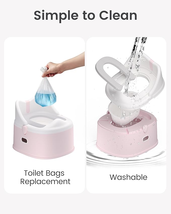 3-in-1 Toddler Potty Training Toilet for Boys and Girls Multi-use Baby Potty Chair for Toddlers 1-3 Training Potty Seat Toddler Toilet Baby Potty Training Seat with Step Stool (Pink)