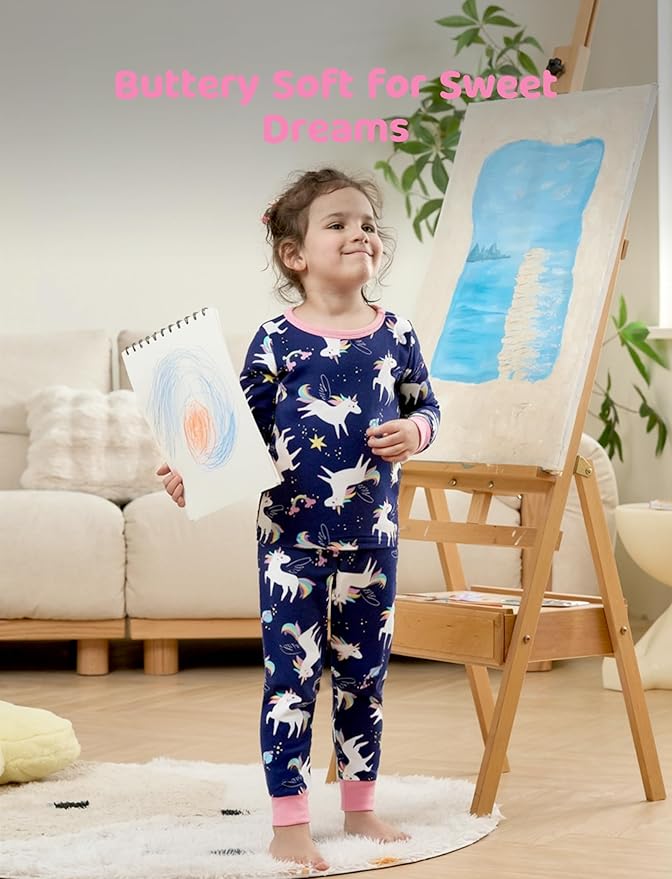 PATPAT Bamboo Viscose Pajama Sets for Toddler Boys & Girls Baby Kids, Ultra-soft Snug fit Pjs Sleepers for Birthday Holiday