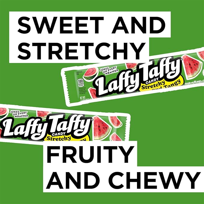 Laffy Taffy Candy, Stretchy and Tangy, Watermelon Flavor, 1.5 Ounce Bars (Pack of 24)