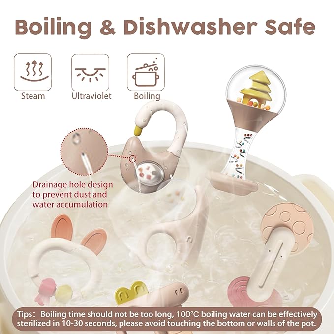 6 Pieces - Teething Toys for 0-6 Months, Rattle Newborn Toys With Bells, Grab Shaker, Teethers 0-3-6-12 Months, Baby Rattles 0-3 Months Gifts for Boys & Girls