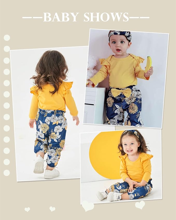 Infant Baby Girl Clothes Newborn Girl Outfit Long Sleeve Romper Pants Set Cute Baby Clothes for Girls Fall/Winter