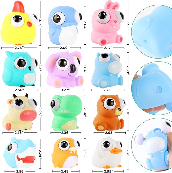 12 PCS Squeeze Toys Eye Popping Squeeze Toy Fidget Toys for Kids Party Favors for Kids 4-8 Back to School Gifts for Easter Basket Stuffers Party Favors Gifts