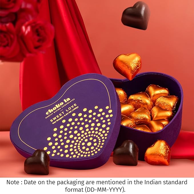 Choko La Sweet Love – Premium Heart-Shaped Dark Chocolate Hamper | A Sweet Gift of Love for Someone Special to Express Love & Affection |100g