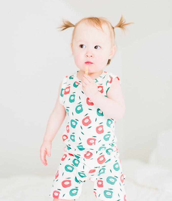 Babysoy Organic Pattern Print Tank Romper Shortall