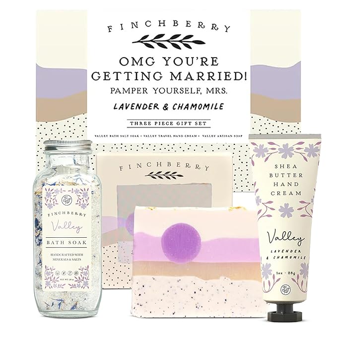FinchBerry OMG You're Getting Married Gift Set – 3-Piece Wedding Gift for Couples, Mr. & Mrs., Bridal Shower, Bride-to-Be – With Luxurious Soap Bar, Hand Cream & Bath Soak – Ideal Wedding Surprise!