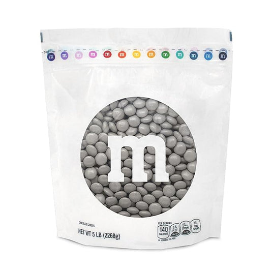 M&M’S WORLD Silver Milk Chocolate Candy Bulk - 5lbs Resealable Pack for Party Favors, Candy Bars, Weddings, Graduations, Birthday Parties, Party Favors, and More