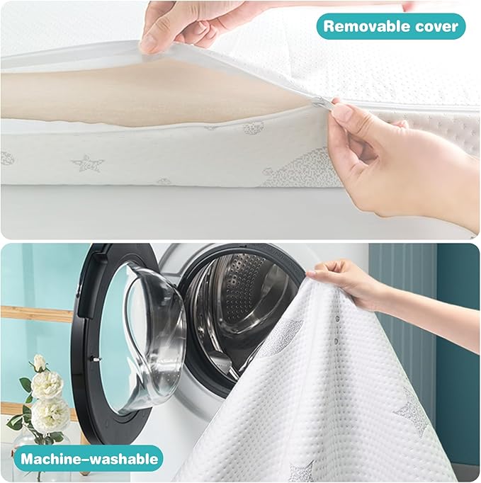 Pack and Play Mattress, 38x26 Pack N Play Mattresses Pad with Breathable Jacquard Cover, Portable Dual-Sided Soft & Firm Memory Foam Baby Mattress for Pack n Play Playpen