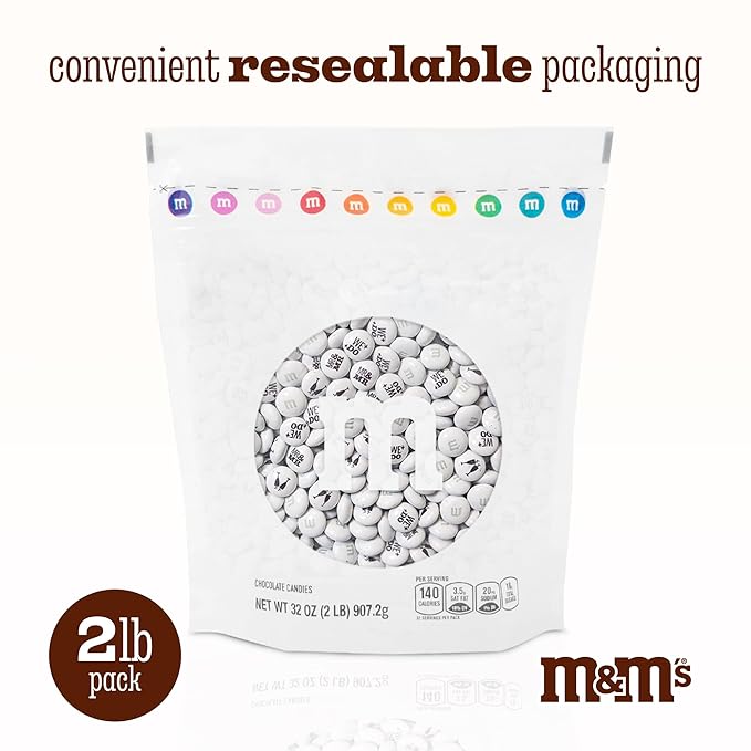 M&M’S WORLD “Mr. and Mr.” Milk Chocolate Candy, 2 lbs Bulk Candy for Wedding Decorations, Unique Favors, or Cake Topper