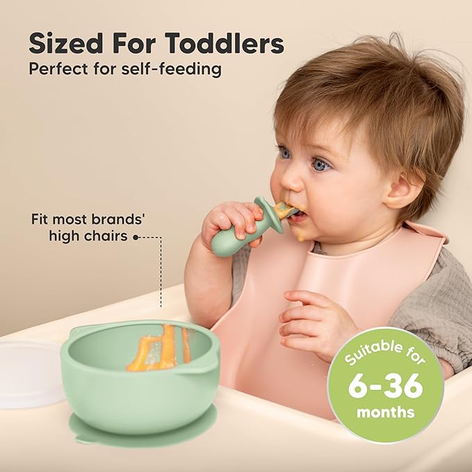 KeaBabies 2-Pack Baby Bowls with Suctions, Lids - Silicone Toddler Suction Bowls for Baby Boy, Girl, Kids, Food Grade Silicone, BPA-Free, Dishwasher Safe, Toddler Eating Essentials (Mellow)