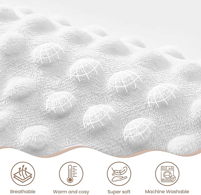 Checkered Minky Baby Blanket 30 x 40 Inches for Boys Girls, Soft Plush Receiving Blanket with Dotted Back, Gift for Toddler Newborn Infant Christmas Birthday Baby Shower