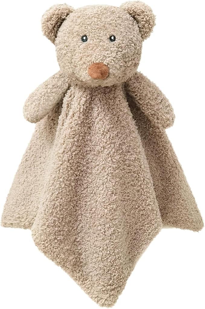 Baby Brown Teddy Bear Soft Stuffed Animal Security Blanket, Plush Bear Character Lovey Blanket, Baby Shower/Nursery Gift, Newborn Infant Toddler Snuggle Blankie for Boys Girls, 18 Inches