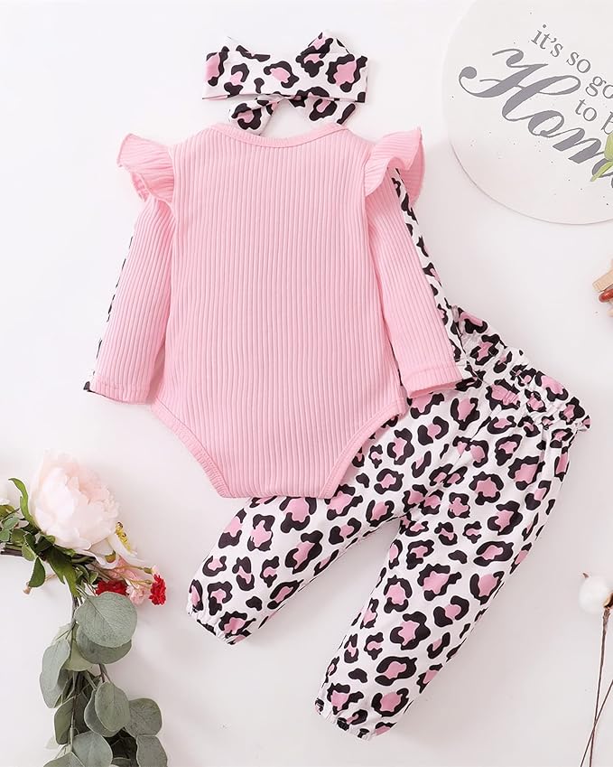 Infant Baby Girl Clothes Newborn Girl Outfit Long Sleeve Romper Pants Set Cute Baby Clothes for Girls Fall/Winter