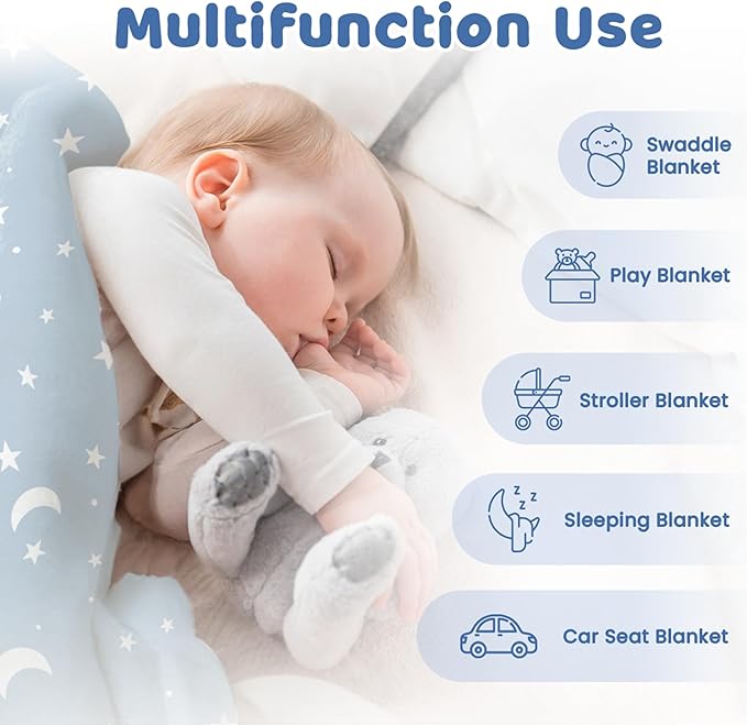 Star Baby Blanket 30 x 40 Inches for Boys Girls, Soft Plush Receiving Blanket with Dotted Back, Gift for Toddler Newborn Infant Christmas Birthday Baby Shower