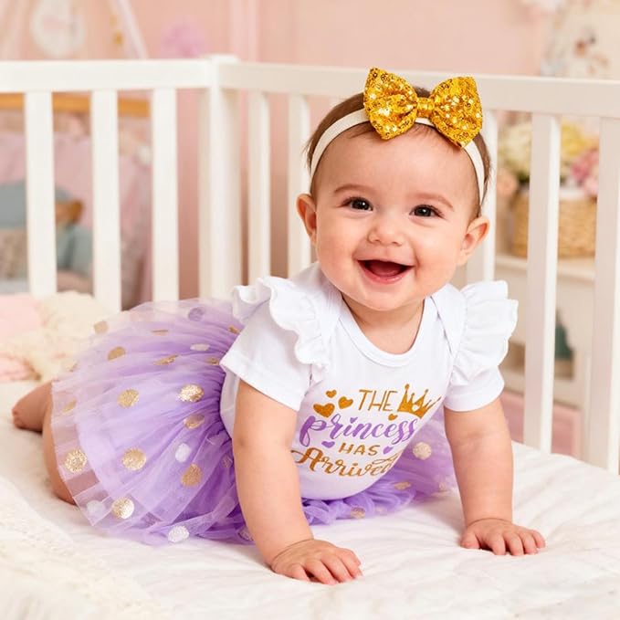 Newborn Baby Girl Outfits Infant Letter Print Romper+Tutu Skirt+Headband+Legging Warmer Coming Home Clothes Set