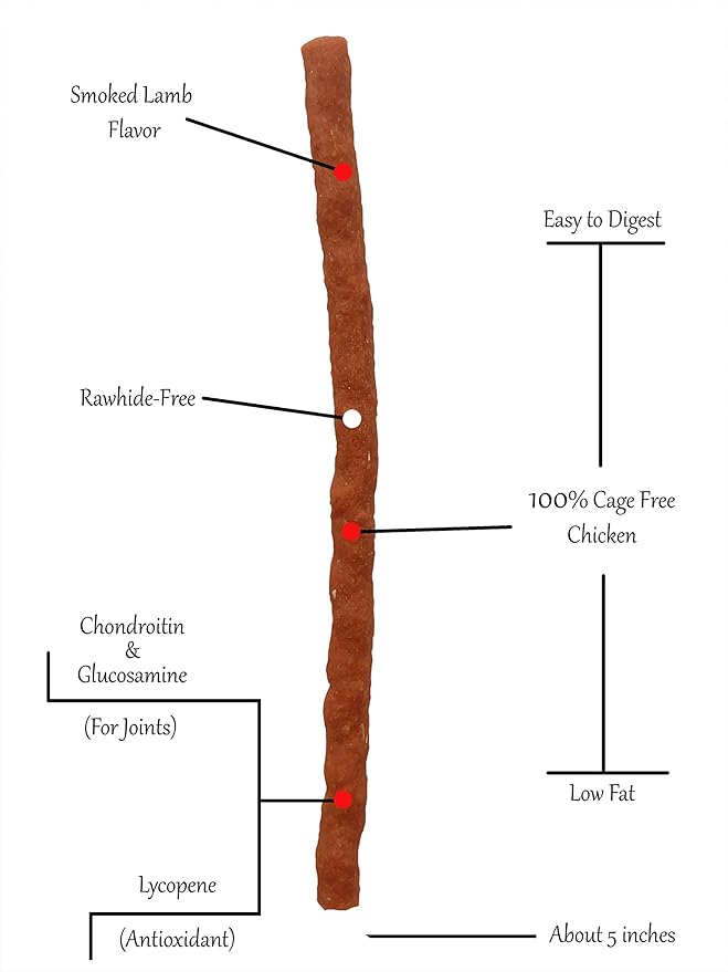 Rena's Recipe Love Jerky (Lamb & Smoke Flavor) Soft Chicken Stick with Glucosamine/Chondroitin (Joints) and Lycopene (Antioxidant)