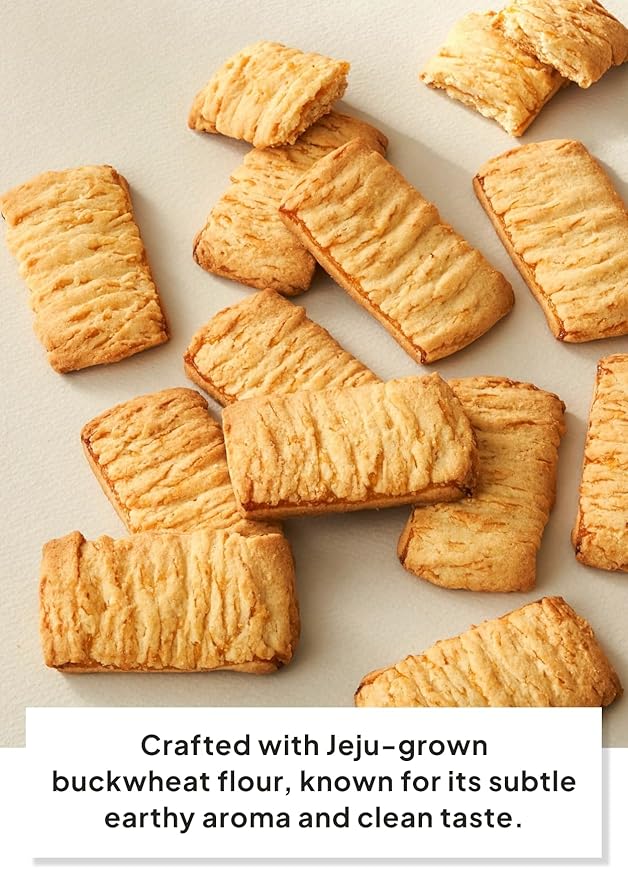 Korean Food JEKISS Jeju Mandarin Sable Sand Cookies 10ea – Crunchy Butter Biscuit with Jeju Mandarin Cream, Individually Wrapped Pieces, Perfect for Gifting (180g)