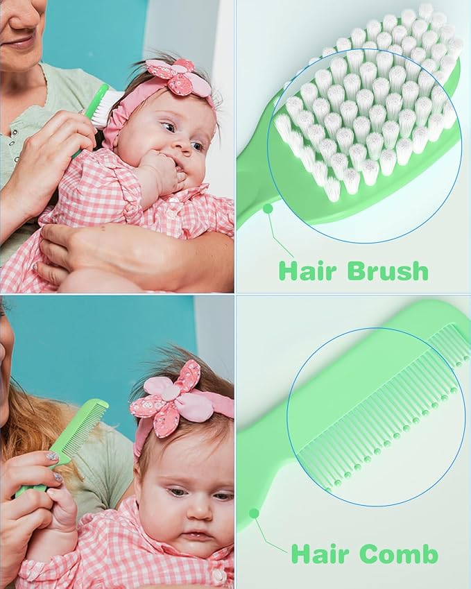 OTTOLIVES Baby Healthcare and Grooming Kit, 24 in 1 Baby Electric Nail Trimmer Set Newborn Nursery Health Care Set for Newborn Infant Toddlers Baby Boys Girls Kids (0-3 Years+) (Green)