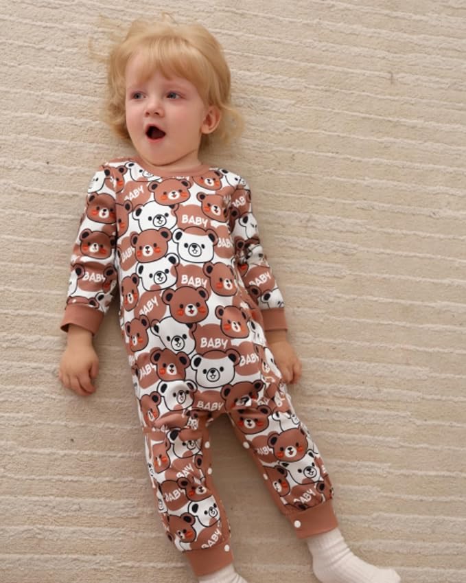 NZRVAWS Baby Boy Clothes Preemie Infant Boy Bear Outfits Jumpsuit Bodysuit Letter Print Romper