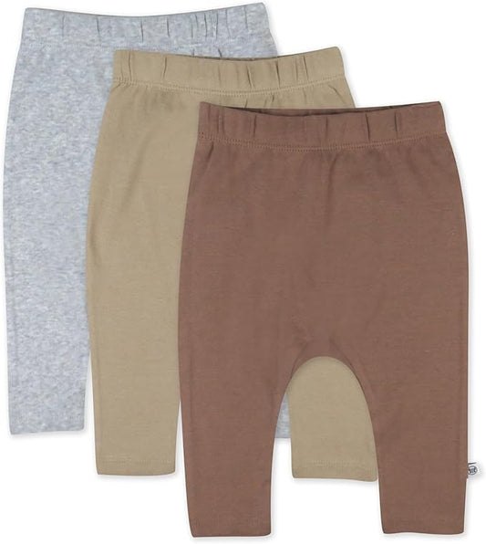 HonestBaby Unisex-Baby Multipack Harem Pants Roomy Fit Pull on Bottoms 100% Organic Cotton for Baby Boys, Girls