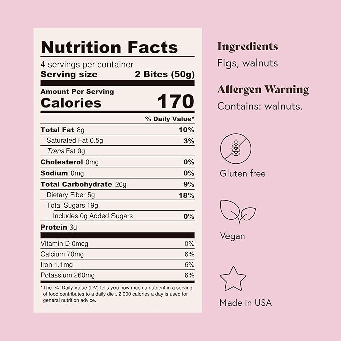 Fichi Fig and Nut Bites, a Wholesome and Delicious Gluten-Free Italian Fruit and Nut Snack (Two Pack, Fig and Walnut)