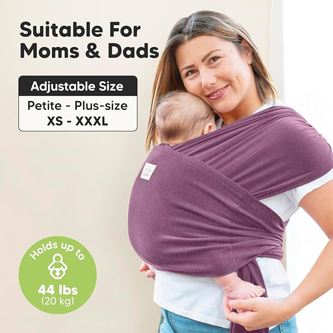KeaBabies Baby Wrap Carrier Ring Sling - Easy to Wear, Adjustable D-Lite Baby Carrier Newborn to Toddler, Infant Carrying Shirt, Hands Free Bonding, Breathable Fabric Wearing Wrap (Dark Mauve)