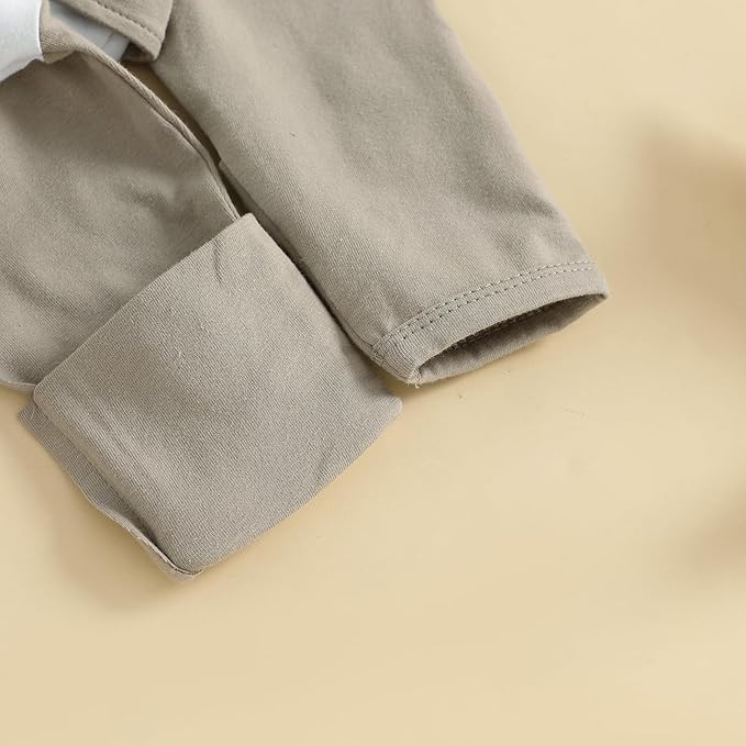 woshilaocai Baby Fall Outfit Boy Girl Plaid Embroidered Collar Romper Footie Infant Halloween Clothes