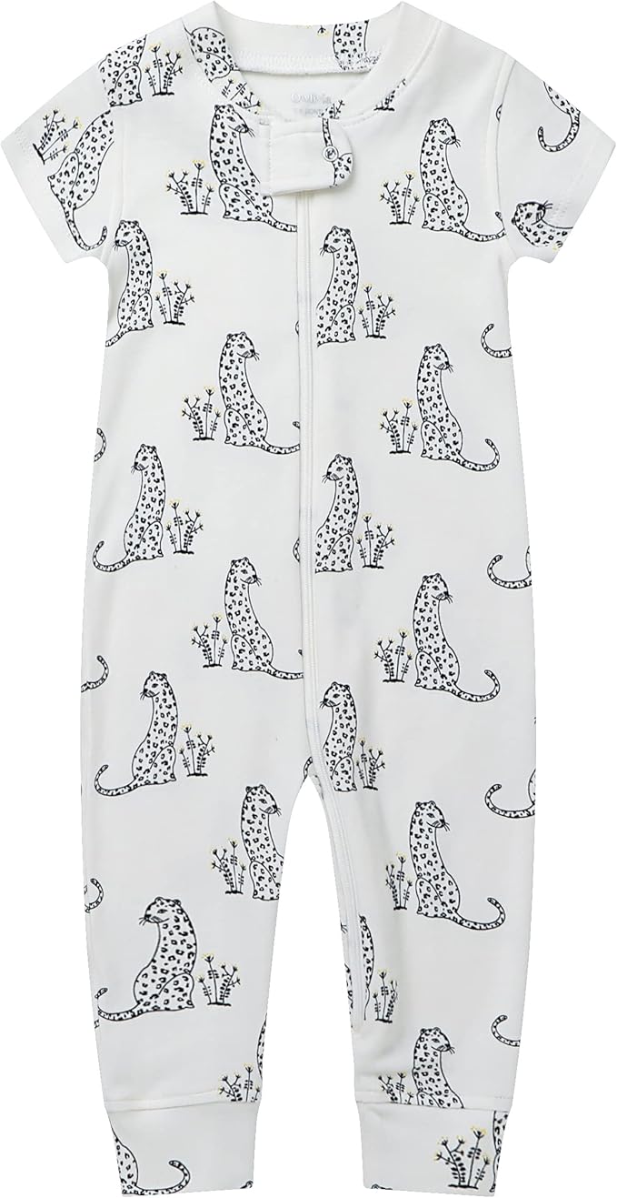 Owlivia Baby Boy Romper, Unisex Short-sleeve Summer Outfit, 100% Organic Cotton Girl One-Piece Jumpsuit