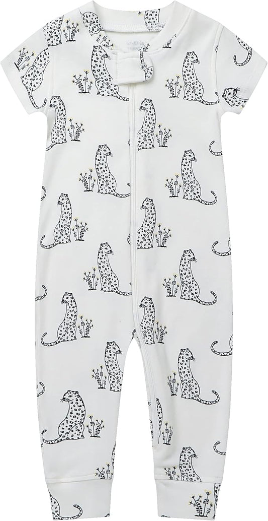 Owlivia Baby Boy Romper, Unisex Short-sleeve Summer Outfit, 100% Organic Cotton Girl One-Piece Jumpsuit