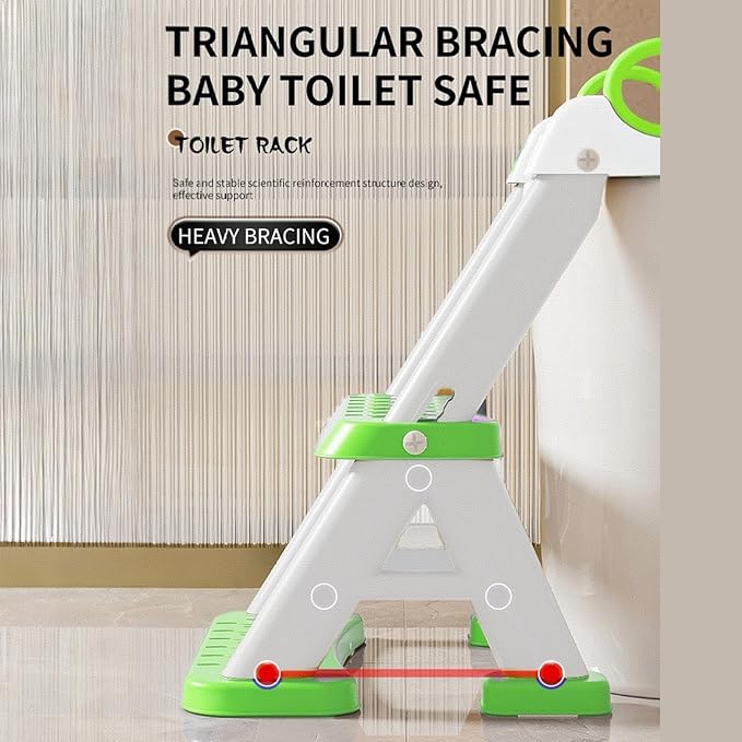 PandaEar Toilet Potty Training Seat with Step Stool Ladder, Comfortable Safe Potty Seat with Anti-Slip Pads Ladder & Bear Design for Kids Boys Toddlers -Green