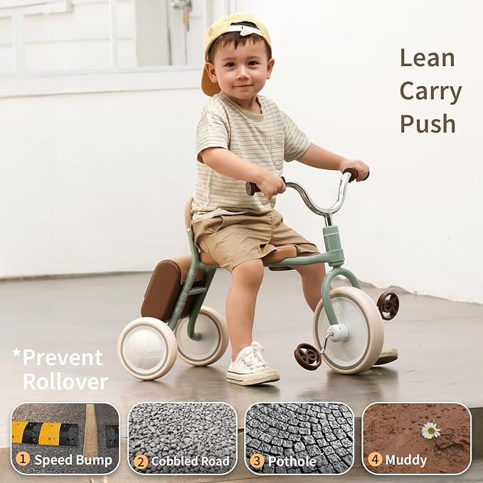 Kidpop Mate Toddler Tricycle Age 2.5-4 Kids First Birthday Gift Toy Bike with Handlebar Grips & Storage for Outdoor Play (White)