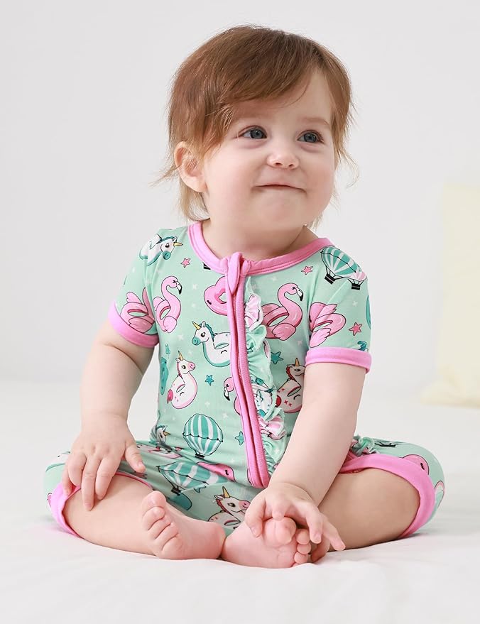 Bamboo Viscose Baby Girl Romper Infant Short Sleeve Zipper Baby Jumpsuit