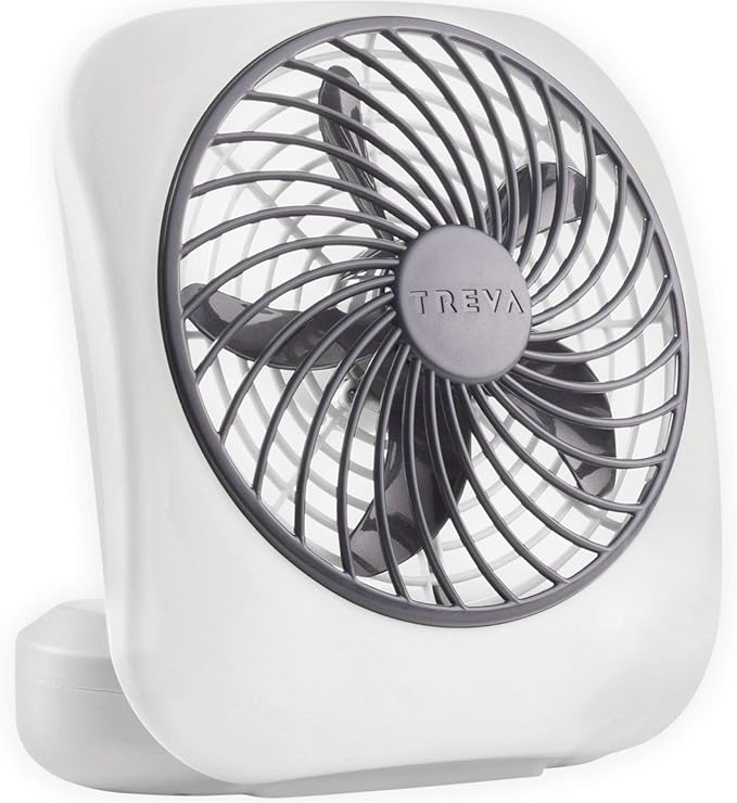 O2COOL Treva 5 Inch Battery Powered Fan Portable Desk Fan 2 Cooling Speeds with Compact Folding & Tilt Design Cubicle Accessories Small Portable (Grey)