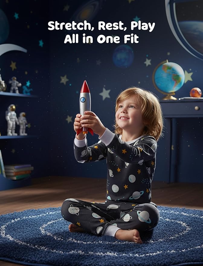 PATPAT Bamboo Viscose Pajama Sets for Toddler Boys & Girls Baby Kids, Ultra-soft Snug fit Pjs Sleepers for Birthday Holiday