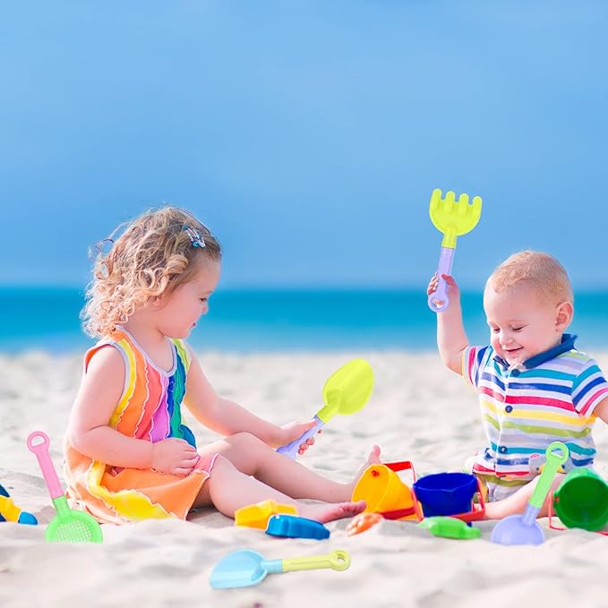 Skylety 8 Pieces Kids Beach Sand Shovels Colorful Plastic Rake Sand Sifter Toy Shovel for Teens Garden Summer Beach Toys(Cute Style)
