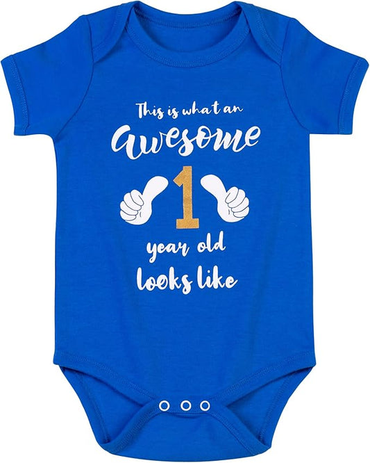 Cnins Funny Baby Bodysuit & Daddy Matching Cotton Outfit for Wild One 1st Birthday, Unisex Newborn Infant Clothes 0-24M