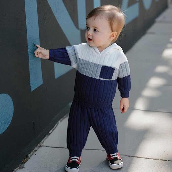 2Pcs Baby Boys Hoodie Tops Pants Set Dinosaur Deer Print Sweatsuit Fall Winter Outfits