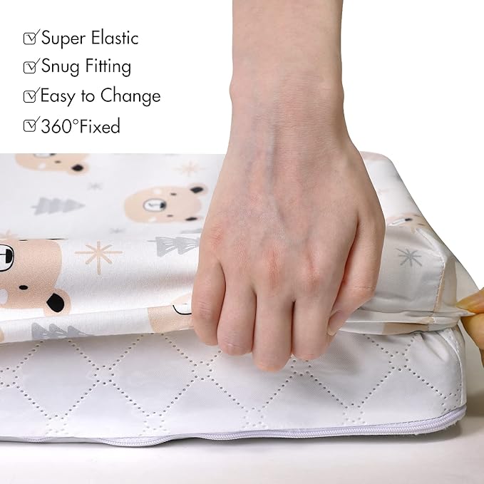 Gllquen Baby Bassinet Sheets 4 Pack, Breathable Cozy Fitted Mattress Sheet, Elastic Travel Crib Fashionable Pattern, Standard Cradle Safe Sheets for Baby Boys Girls 32"x16"(Rainbow)